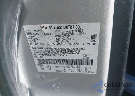 2006 Ford Escape Limited z USA, uszkodzony, nr VIN 1FMCU04166KB55939